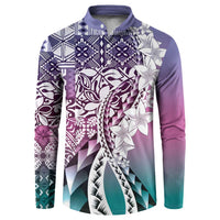 Aloha Vintage Plumeria Hawaiian Tapa Pattern Button Sweatshirt Gradient Hawaiian Tapa Pattern LT9 Gradient - Polynesian Pride