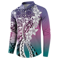 Aloha Vintage Plumeria Hawaiian Tapa Pattern Button Sweatshirt Gradient Hawaiian Tapa Pattern LT9 - Polynesian Pride