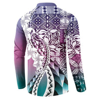 Aloha Vintage Plumeria Hawaiian Tapa Pattern Button Sweatshirt Gradient Hawaiian Tapa Pattern LT9 - Polynesian Pride