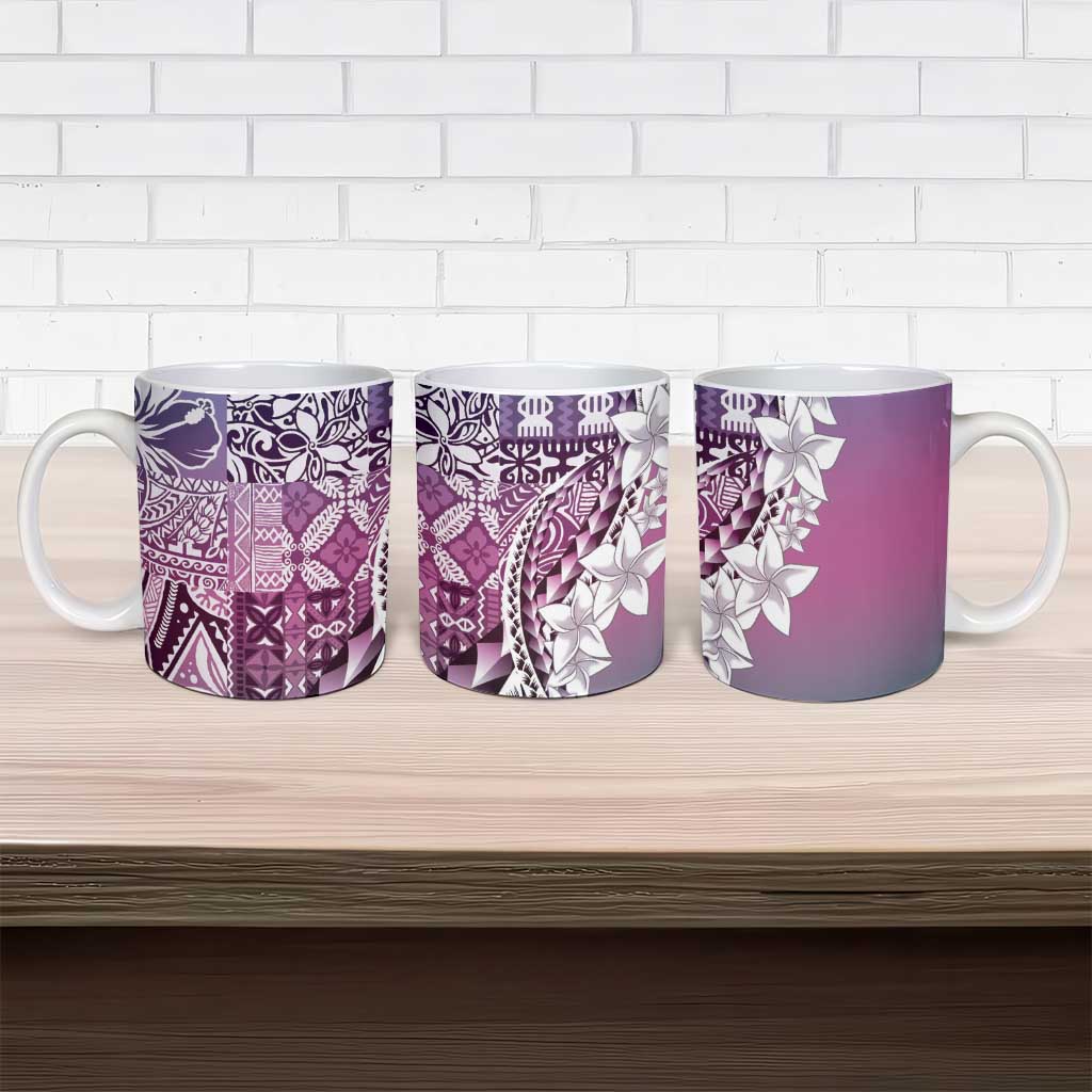 Aloha Vintage Plumeria Hawaiian Tapa Pattern Ceramic Mug Gradient Hawaiian Tapa Pattern LT9 - Polynesian Pride