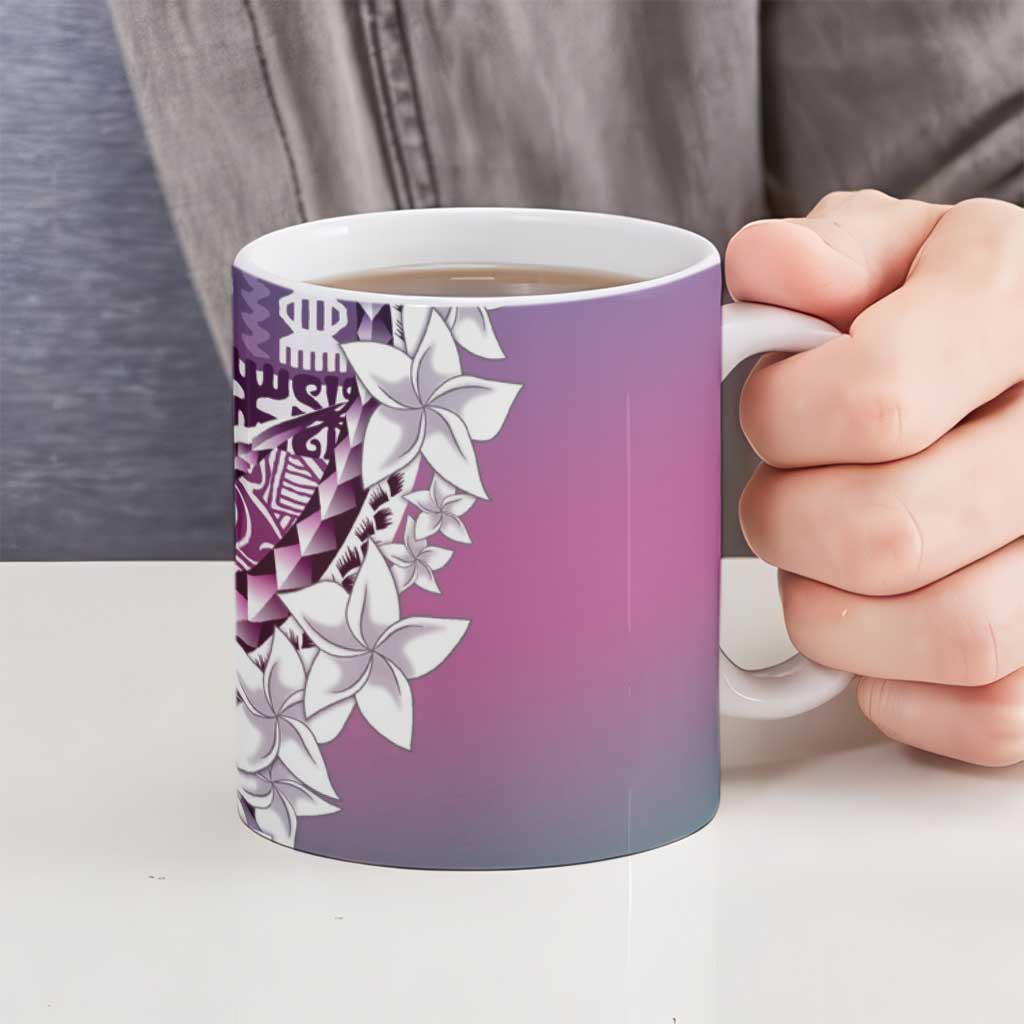 Aloha Vintage Plumeria Hawaiian Tapa Pattern Ceramic Mug Gradient Hawaiian Tapa Pattern LT9 - Polynesian Pride