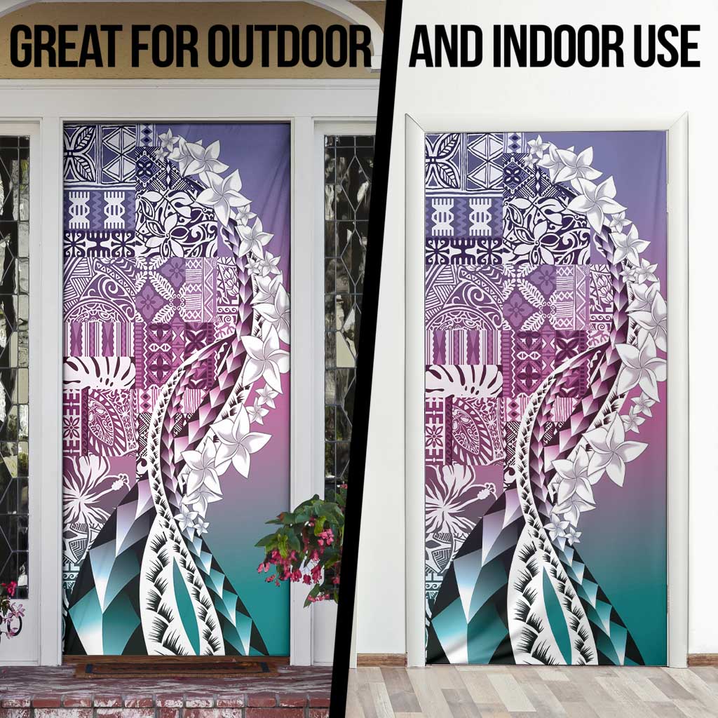 Aloha Vintage Plumeria Hawaiian Tapa Pattern Door Cover Gradient Hawaiian Tapa Pattern - Polynesian Pride