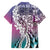 Aloha Vintage Plumeria Hawaiian Tapa Pattern Family Matching Off Shoulder Short Dress and Hawaiian Shirt Gradient Hawaiian Tapa Pattern - Polynesian Pride