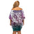 Aloha Vintage Plumeria Hawaiian Tapa Pattern Family Matching Off Shoulder Short Dress and Hawaiian Shirt Gradient Hawaiian Tapa Pattern - Polynesian Pride