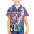 Aloha Vintage Plumeria Hawaiian Tapa Pattern Family Matching Off Shoulder Short Dress and Hawaiian Shirt Gradient Hawaiian Tapa Pattern - Polynesian Pride