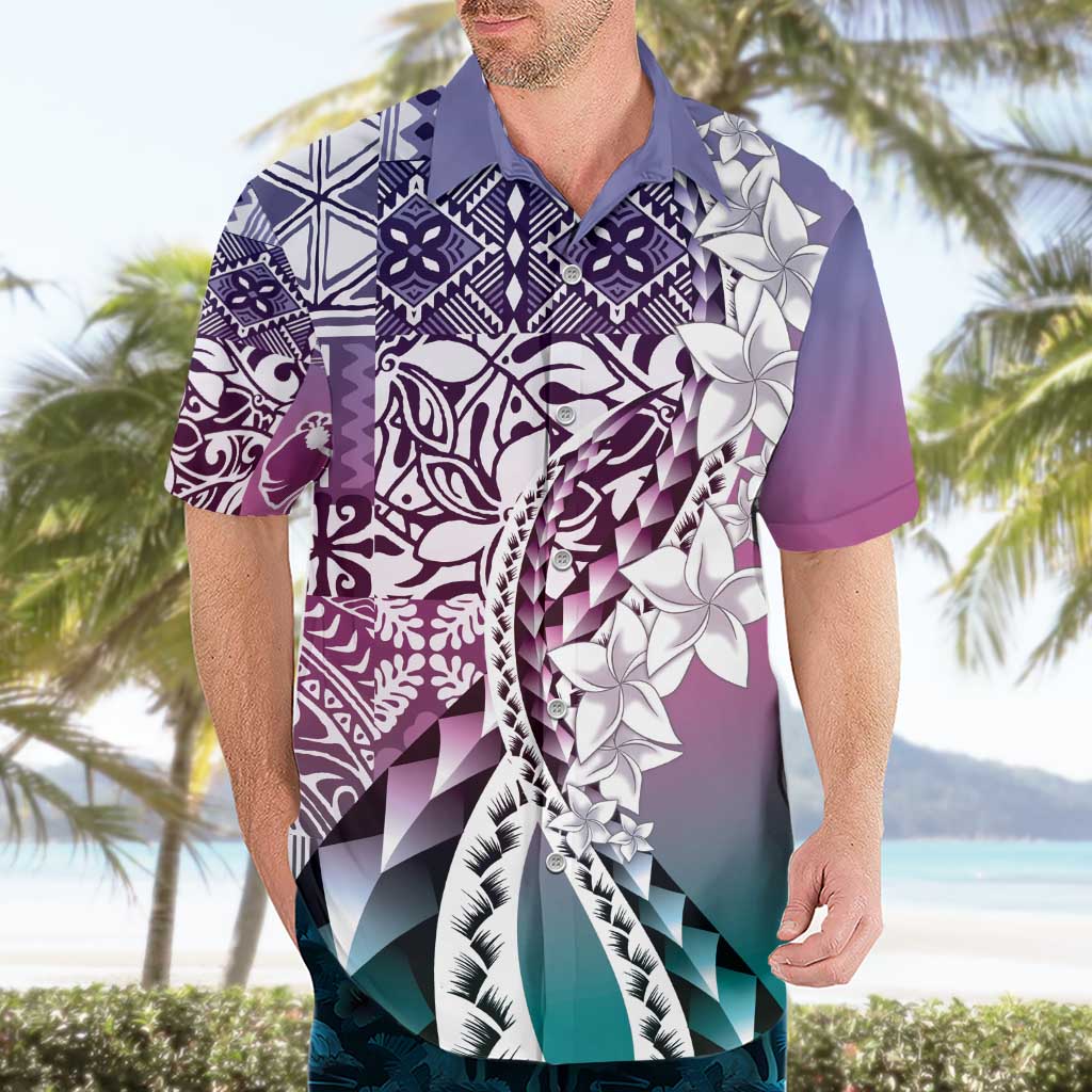 Aloha Vintage Plumeria Hawaiian Tapa Pattern Hawaiian Shirt Gradient Hawaiian Tapa Pattern - Polynesian Pride