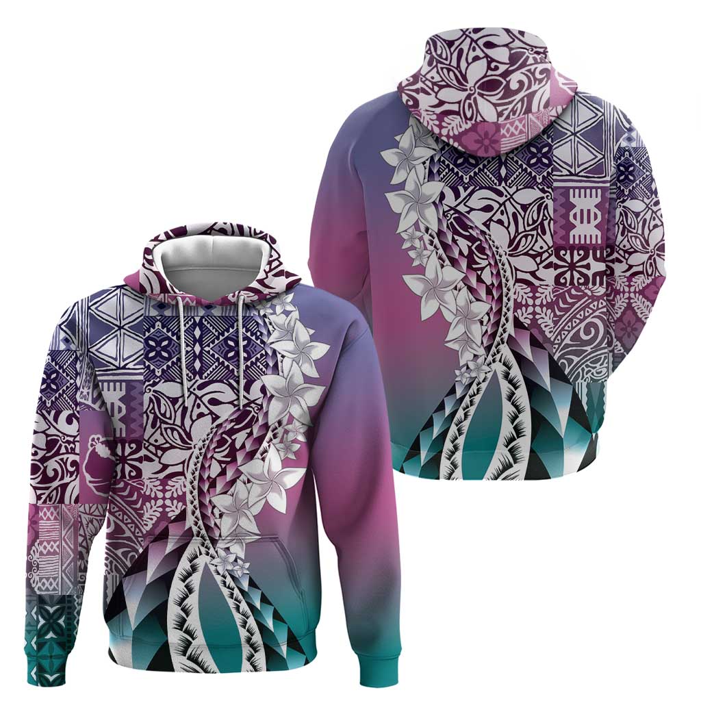Aloha Vintage Plumeria Hawaiian Tapa Pattern Hoodie Gradient Hawaiian Tapa Pattern - Polynesian Pride