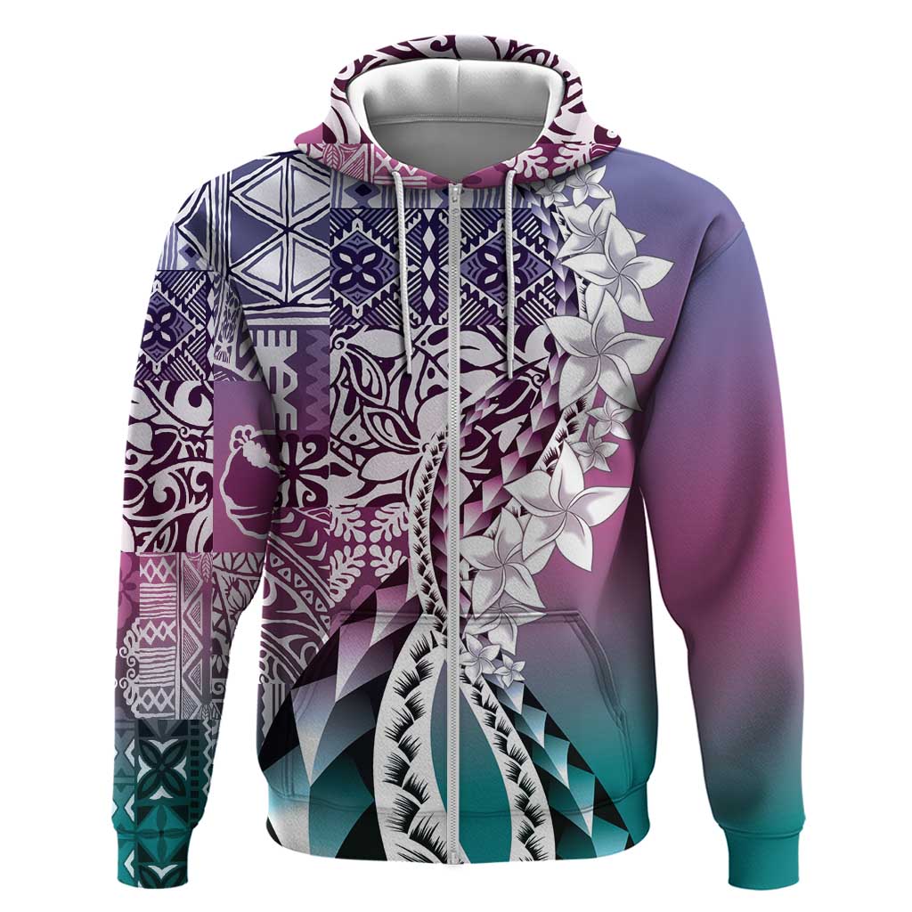 Aloha Vintage Plumeria Hawaiian Tapa Pattern Hoodie Gradient Hawaiian Tapa Pattern - Polynesian Pride