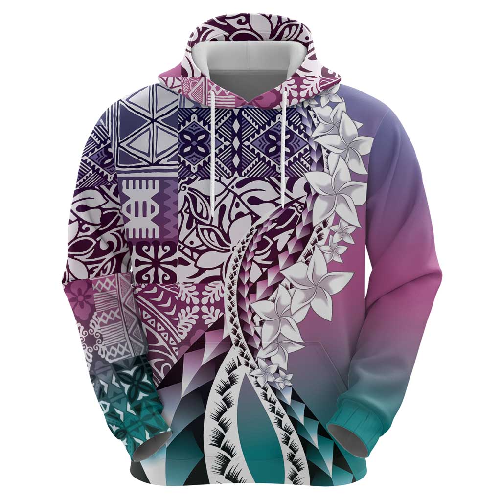 Aloha Vintage Plumeria Hawaiian Tapa Pattern Hoodie Gradient Hawaiian Tapa Pattern - Polynesian Pride