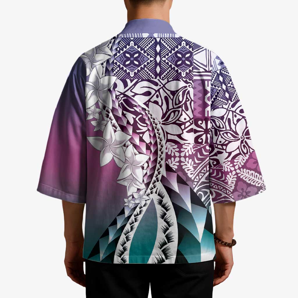 Aloha Vintage Plumeria Hawaiian Tapa Pattern Kimono Gradient Hawaiian Tapa Pattern - Polynesian Pride