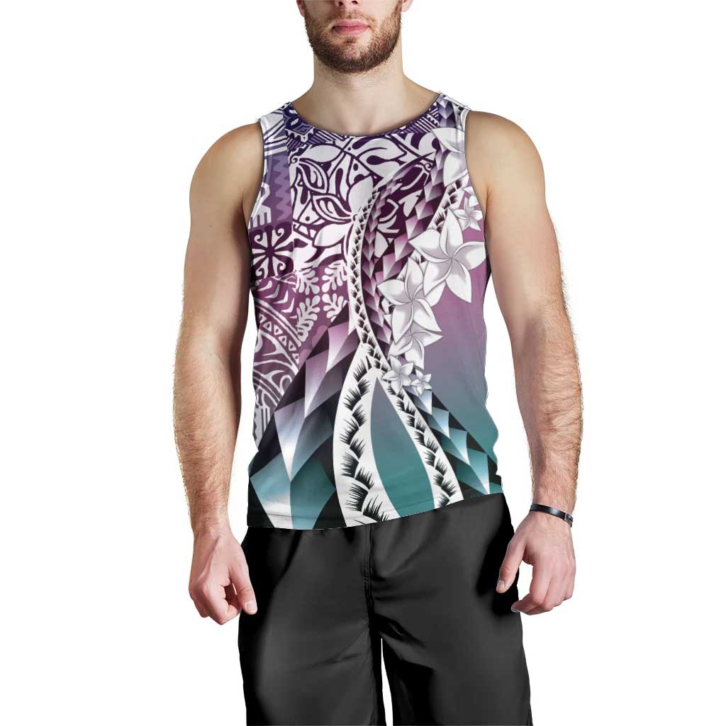 Aloha Vintage Plumeria Hawaiian Tapa Pattern Men Tank Top Gradient Hawaiian Tapa Pattern - Polynesian Pride