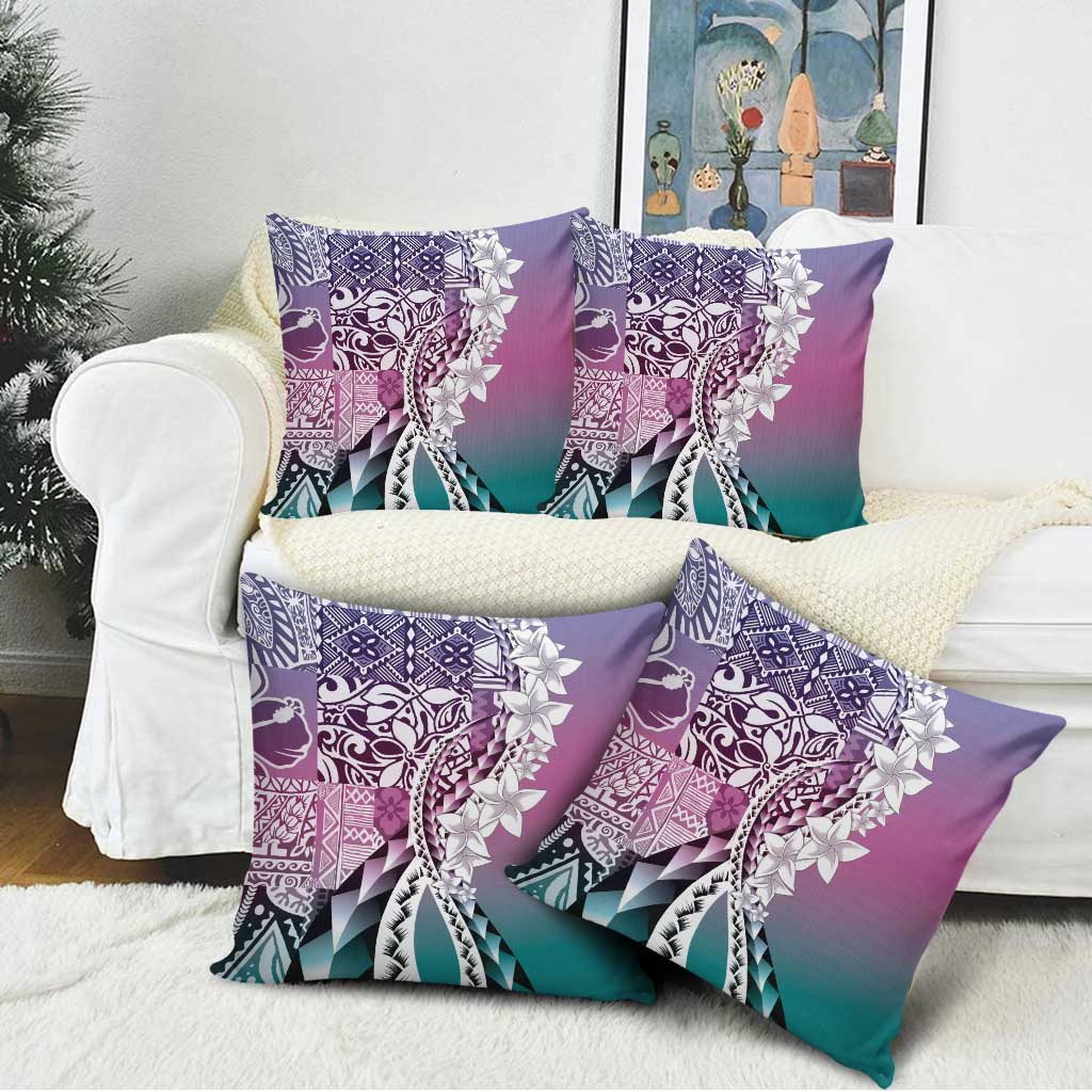 Aloha Vintage Plumeria Hawaiian Tapa Pattern Pillow Cover Gradient Hawaiian Tapa Pattern - Polynesian Pride