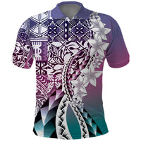 Aloha Vintage Plumeria Hawaiian Tapa Pattern Polo Shirt Gradient Hawaiian Tapa Pattern - Polynesian Pride
