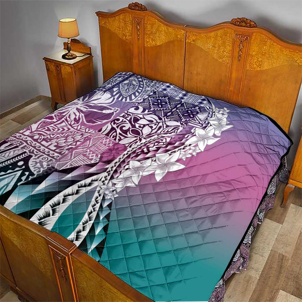 Aloha Vintage Plumeria Hawaiian Tapa Pattern Quilt Gradient Hawaiian Tapa Pattern - Polynesian Pride