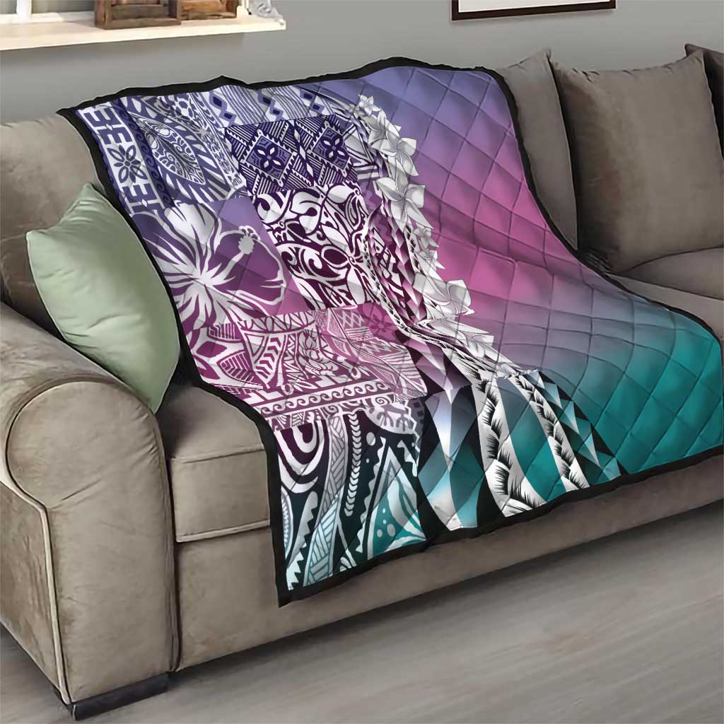 Aloha Vintage Plumeria Hawaiian Tapa Pattern Quilt Gradient Hawaiian Tapa Pattern - Polynesian Pride