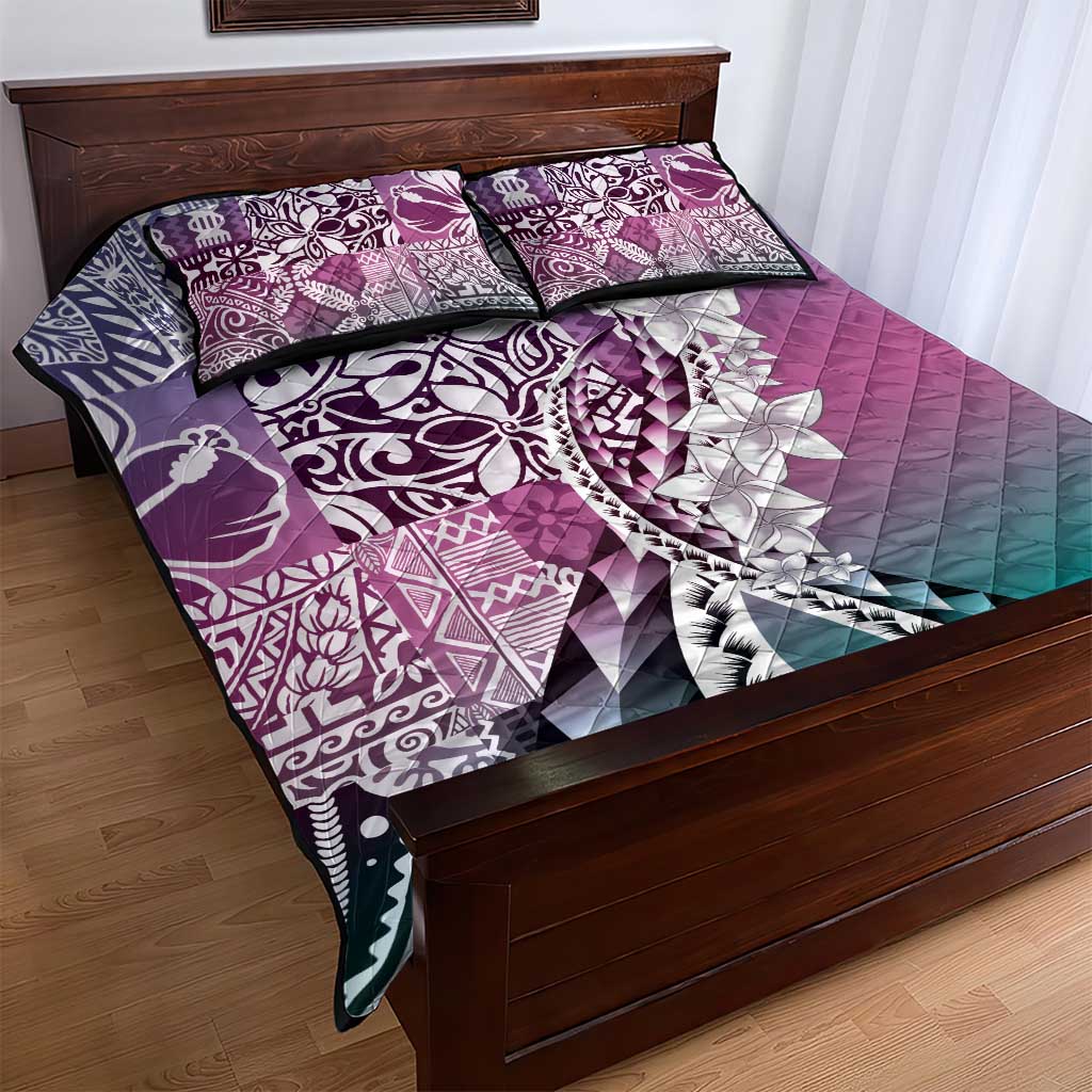 Aloha Vintage Plumeria Hawaiian Tapa Pattern Quilt Bed Set Gradient Hawaiian Tapa Pattern - Polynesian Pride