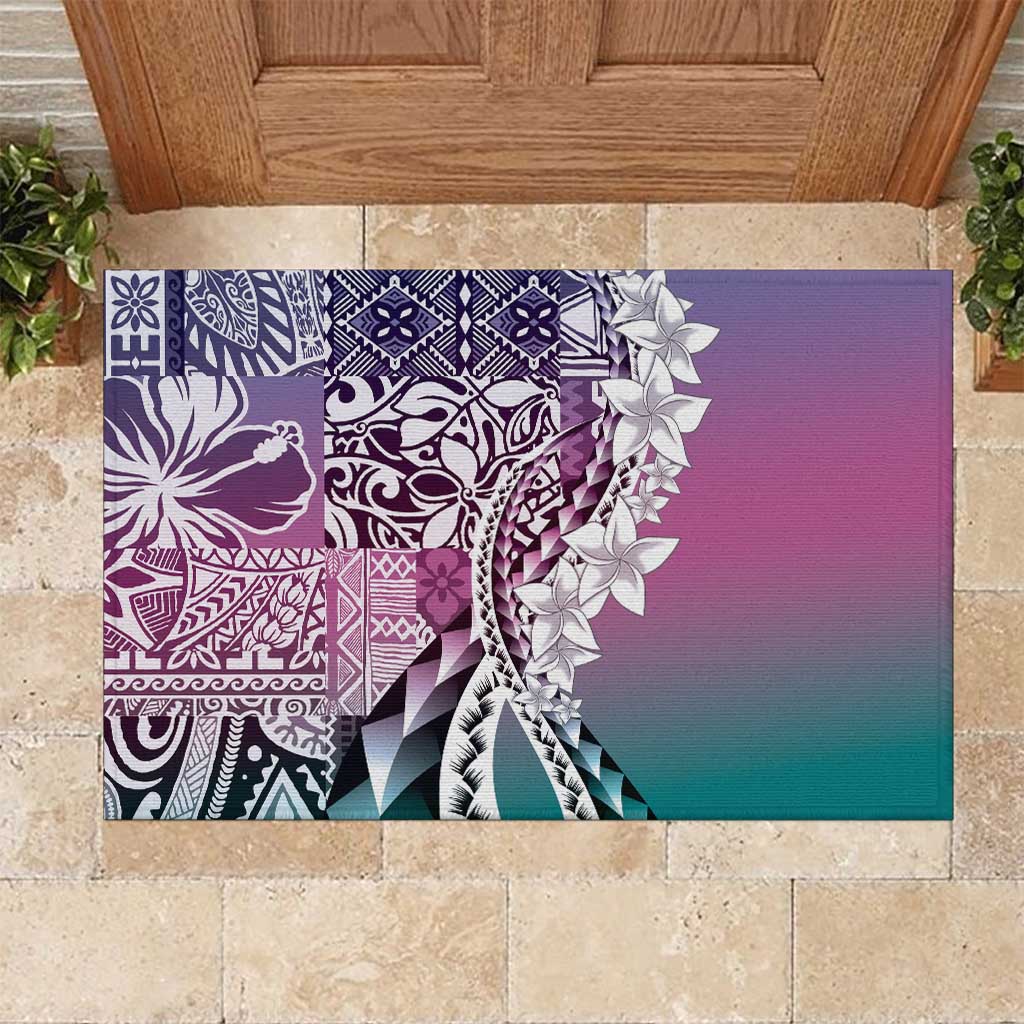 Aloha Vintage Plumeria Hawaiian Tapa Pattern Rubber Doormat Gradient Hawaiian Tapa Pattern LT9 Gradient - Polynesian Pride