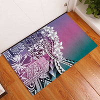 Aloha Vintage Plumeria Hawaiian Tapa Pattern Rubber Doormat Gradient Hawaiian Tapa Pattern LT9 - Polynesian Pride