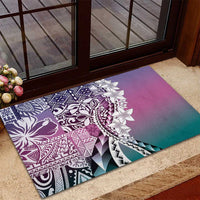Aloha Vintage Plumeria Hawaiian Tapa Pattern Rubber Doormat Gradient Hawaiian Tapa Pattern LT9 - Polynesian Pride
