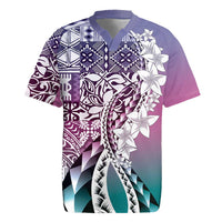 Aloha Vintage Plumeria Hawaiian Tapa Pattern Rugby Jersey Gradient Hawaiian Tapa Pattern LT9 Gradient - Polynesian Pride