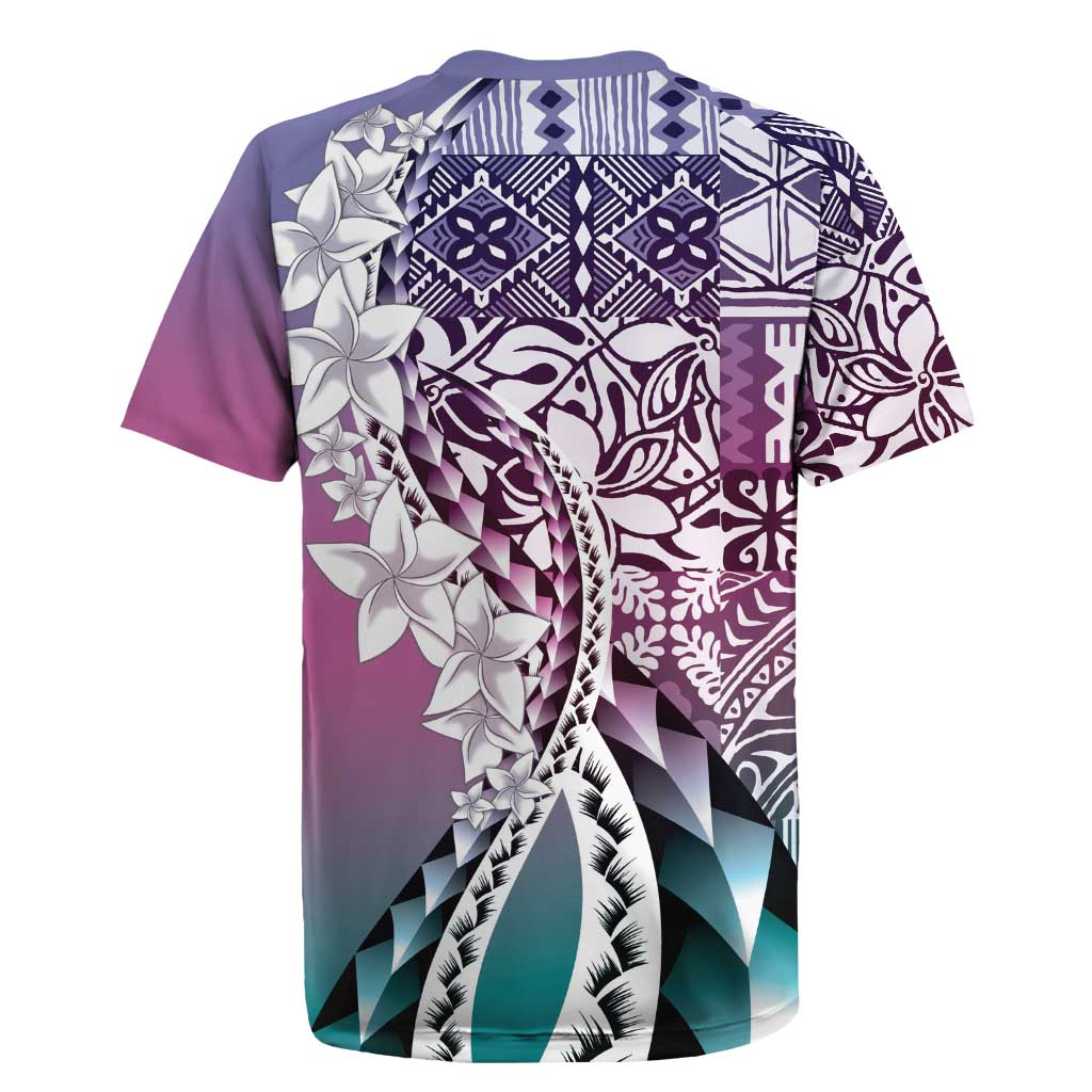 Aloha Vintage Plumeria Hawaiian Tapa Pattern Rugby Jersey Gradient Hawaiian Tapa Pattern LT9 - Polynesian Pride