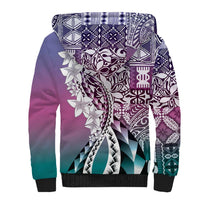 Aloha Vintage Plumeria Hawaiian Tapa Pattern Sherpa Hoodie Gradient Hawaiian Tapa Pattern LT9 - Polynesian Pride