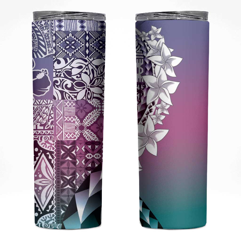 Aloha Vintage Plumeria Hawaiian Tapa Pattern Skinny Tumbler Gradient Hawaiian Tapa Pattern - Polynesian Pride