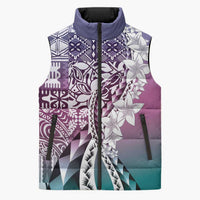 Aloha Vintage Plumeria Hawaiian Tapa Pattern Sleeveless Puffer Jacket Gradient Hawaiian Tapa Pattern LT9 Unisex Gradient - Polynesian Pride