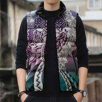 Aloha Vintage Plumeria Hawaiian Tapa Pattern Sleeveless Puffer Jacket Gradient Hawaiian Tapa Pattern LT9 - Polynesian Pride