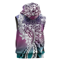 Aloha Vintage Plumeria Hawaiian Tapa Pattern Sleeveless Zip Hoodie Gradient Hawaiian Tapa Pattern LT9 - Polynesian Pride