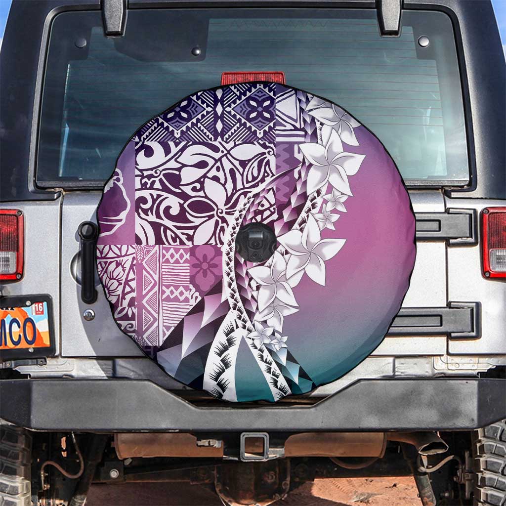 Aloha Vintage Plumeria Hawaiian Tapa Pattern Spare Tire Cover Gradient Hawaiian Tapa Pattern - Polynesian Pride