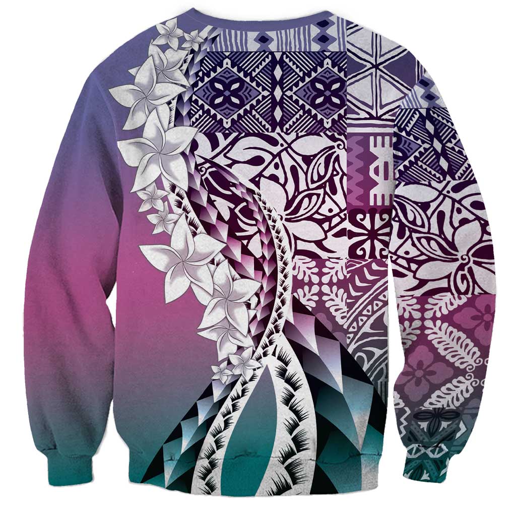 Aloha Vintage Plumeria Hawaiian Tapa Pattern Sweatshirt Gradient Hawaiian Tapa Pattern LT9 - Polynesian Pride