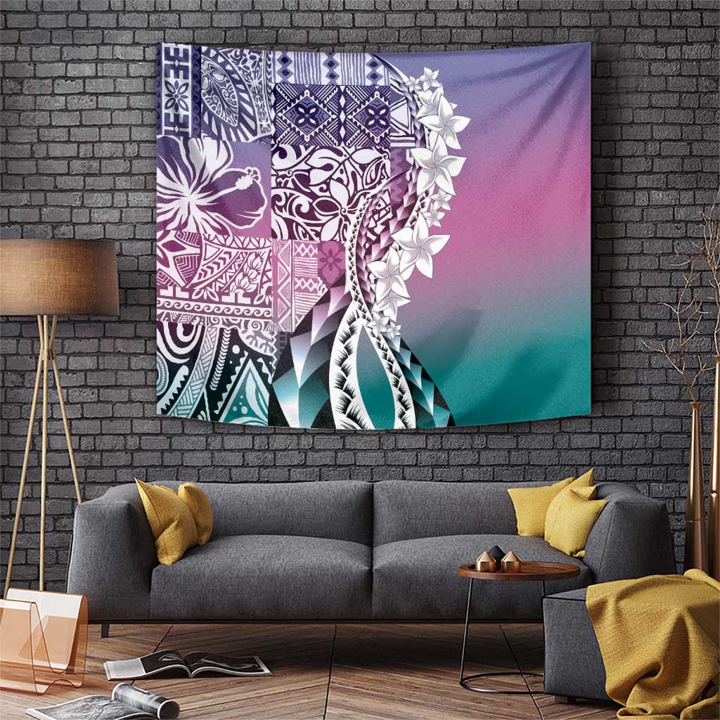 Aloha Vintage Plumeria Hawaiian Tapa Pattern Tapestry Gradient Hawaiian Tapa Pattern - Polynesian Pride