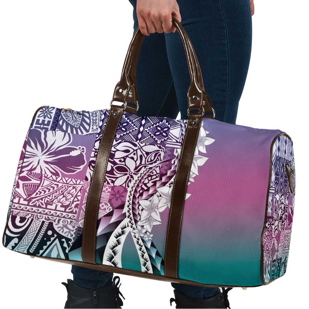 Aloha Vintage Plumeria Hawaiian Tapa Pattern Travel Bag Gradient Hawaiian Tapa Pattern - Polynesian Pride