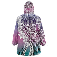 Aloha Vintage Plumeria Hawaiian Tapa Pattern Wearable Blanket Hoodie Gradient Hawaiian Tapa Pattern LT9 - Polynesian Pride
