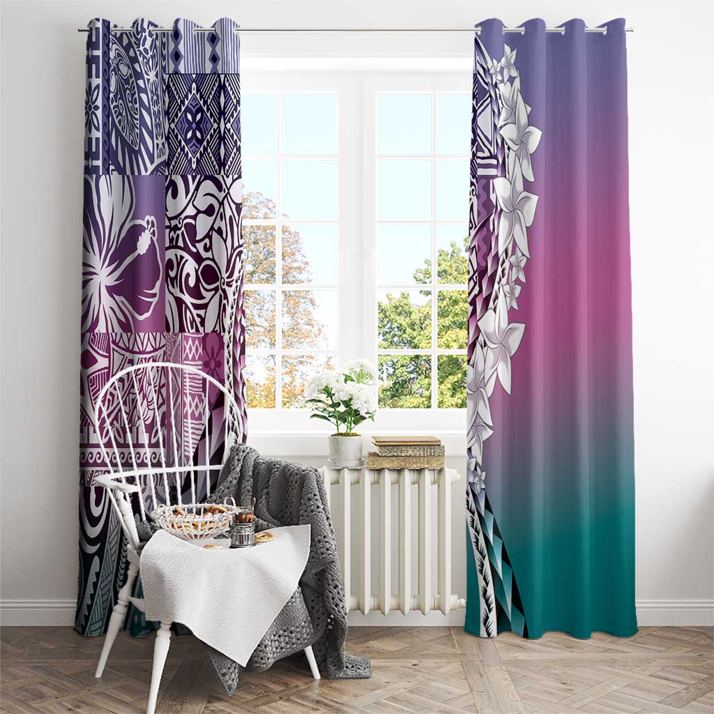 Aloha Vintage Plumeria Hawaiian Tapa Pattern Window Curtain Gradient Hawaiian Tapa Pattern - Polynesian Pride