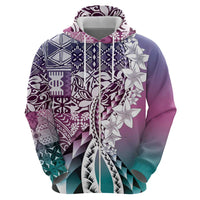 Aloha Vintage Plumeria Hawaiian Tapa Pattern Zip Hoodie Gradient Hawaiian Tapa Pattern - Polynesian Pride