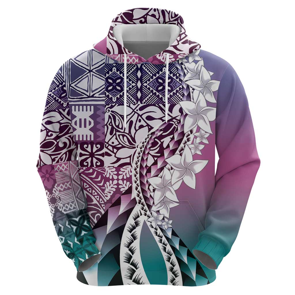 Aloha Vintage Plumeria Hawaiian Tapa Pattern Zip Hoodie Gradient Hawaiian Tapa Pattern - Polynesian Pride