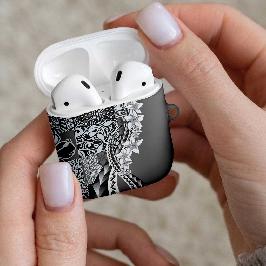 Aloha Vintage Plumeria Hawaiian Tapa Pattern AirPods Case Gray Hawaiian Tapa Pattern LT9 - Polynesian Pride