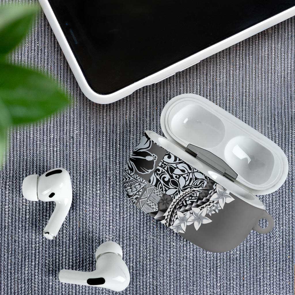 Aloha Vintage Plumeria Hawaiian Tapa Pattern AirPods Case Gray Hawaiian Tapa Pattern LT9 - Polynesian Pride