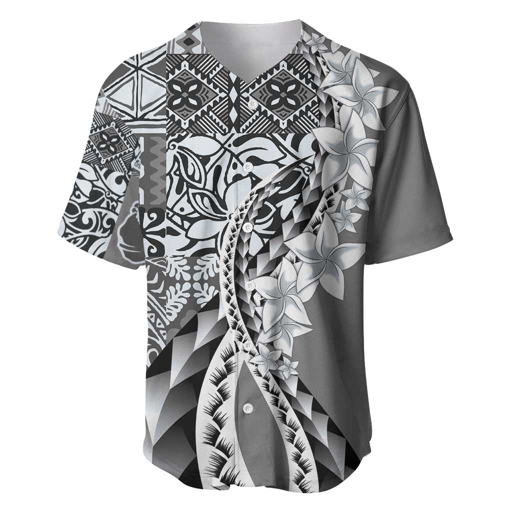 Aloha Vintage Plumeria Hawaiian Tapa Pattern Baseball Jersey Gray Hawaiian Tapa Pattern - Polynesian Pride