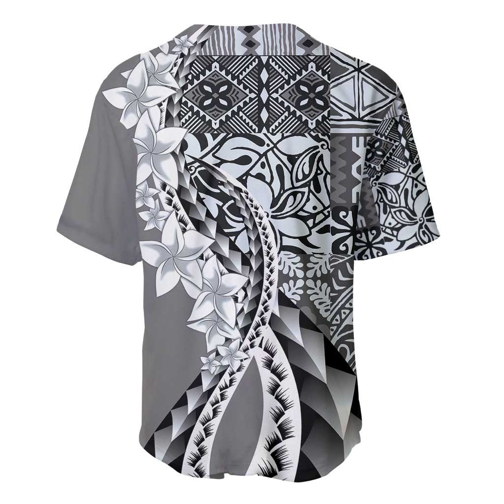 Aloha Vintage Plumeria Hawaiian Tapa Pattern Baseball Jersey Gray Hawaiian Tapa Pattern - Polynesian Pride
