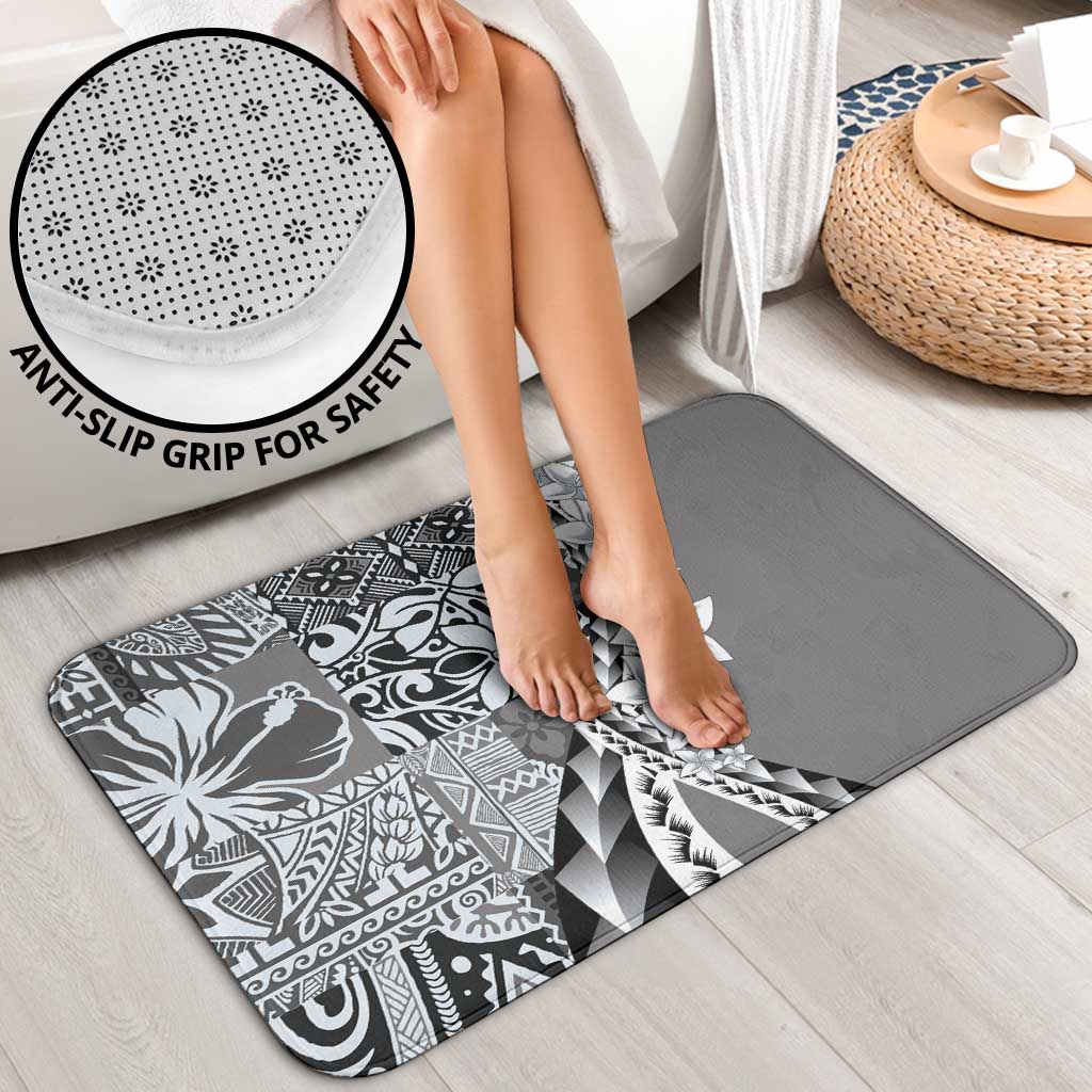 Aloha Vintage Plumeria Hawaiian Tapa Pattern Bathroom Set Gray Hawaiian Tapa Pattern - Polynesian Pride