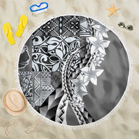 Aloha Vintage Plumeria Hawaiian Tapa Pattern Beach Blanket Gray Hawaiian Tapa Pattern LT9 One Size 150cm Gray - Polynesian Pride