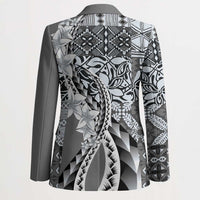 Aloha Vintage Plumeria Hawaiian Tapa Pattern Blazer Gray Hawaiian Tapa Pattern LT9 - Polynesian Pride
