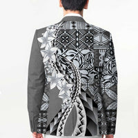 Aloha Vintage Plumeria Hawaiian Tapa Pattern Blazer Gray Hawaiian Tapa Pattern LT9 - Polynesian Pride
