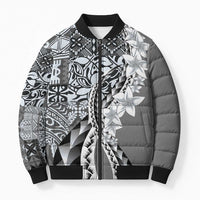 Aloha Vintage Plumeria Hawaiian Tapa Pattern Bomber Puffer Jacket Gray Hawaiian Tapa Pattern LT9 Unisex Gray - Polynesian Pride