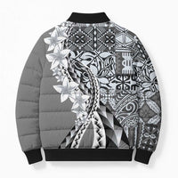 Aloha Vintage Plumeria Hawaiian Tapa Pattern Bomber Puffer Jacket Gray Hawaiian Tapa Pattern LT9 - Polynesian Pride