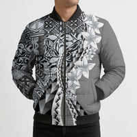 Aloha Vintage Plumeria Hawaiian Tapa Pattern Bomber Puffer Jacket Gray Hawaiian Tapa Pattern LT9 - Polynesian Pride
