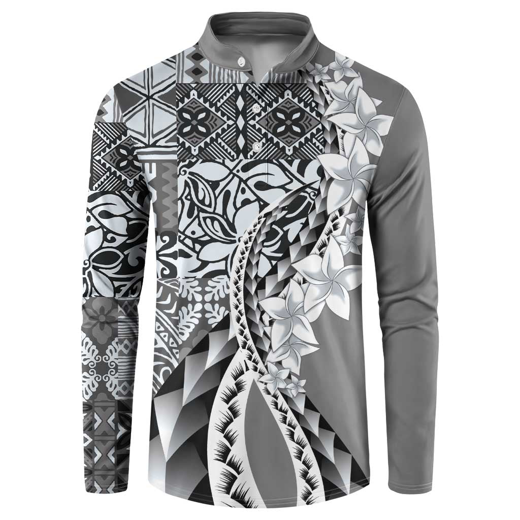 Aloha Vintage Plumeria Hawaiian Tapa Pattern Button Sweatshirt Gray Hawaiian Tapa Pattern LT9 Gray - Polynesian Pride